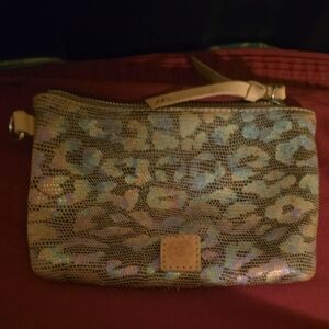 Consuela Silver Tan Clutch Wristlet